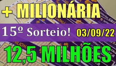 MAIS MILIONÁRIA RESULTADO DO CONCURSO 15 - ACUMULADO EM 12 MILHÕES E 500 MIL REAIS !