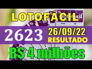 RESULTADO DA LOTOFÁCIL  CONCURSO 2623  –  PRÊMIO DE 4 MILHÕES DE REAIS !