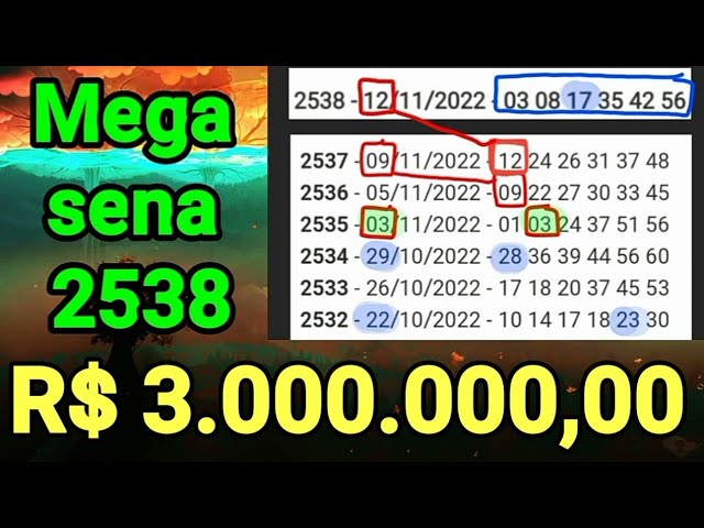 Mega sena 2538 : 3 milhões, Estudos Observações com os últimos sorteios, mais dupla na casa do 30 ?